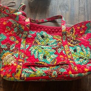 Floral Quilted Travel Bags Vera Bradley 2 pc set rumba red teal floral